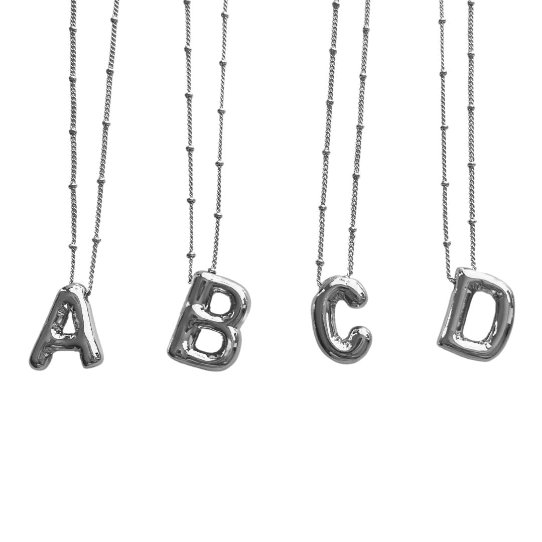 Silver Balloon Initial Necklace