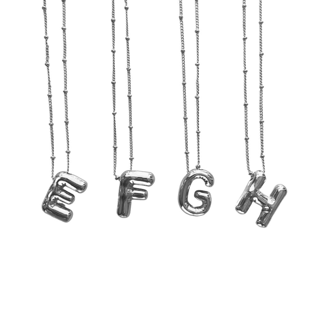 Silver Balloon Initial Necklace