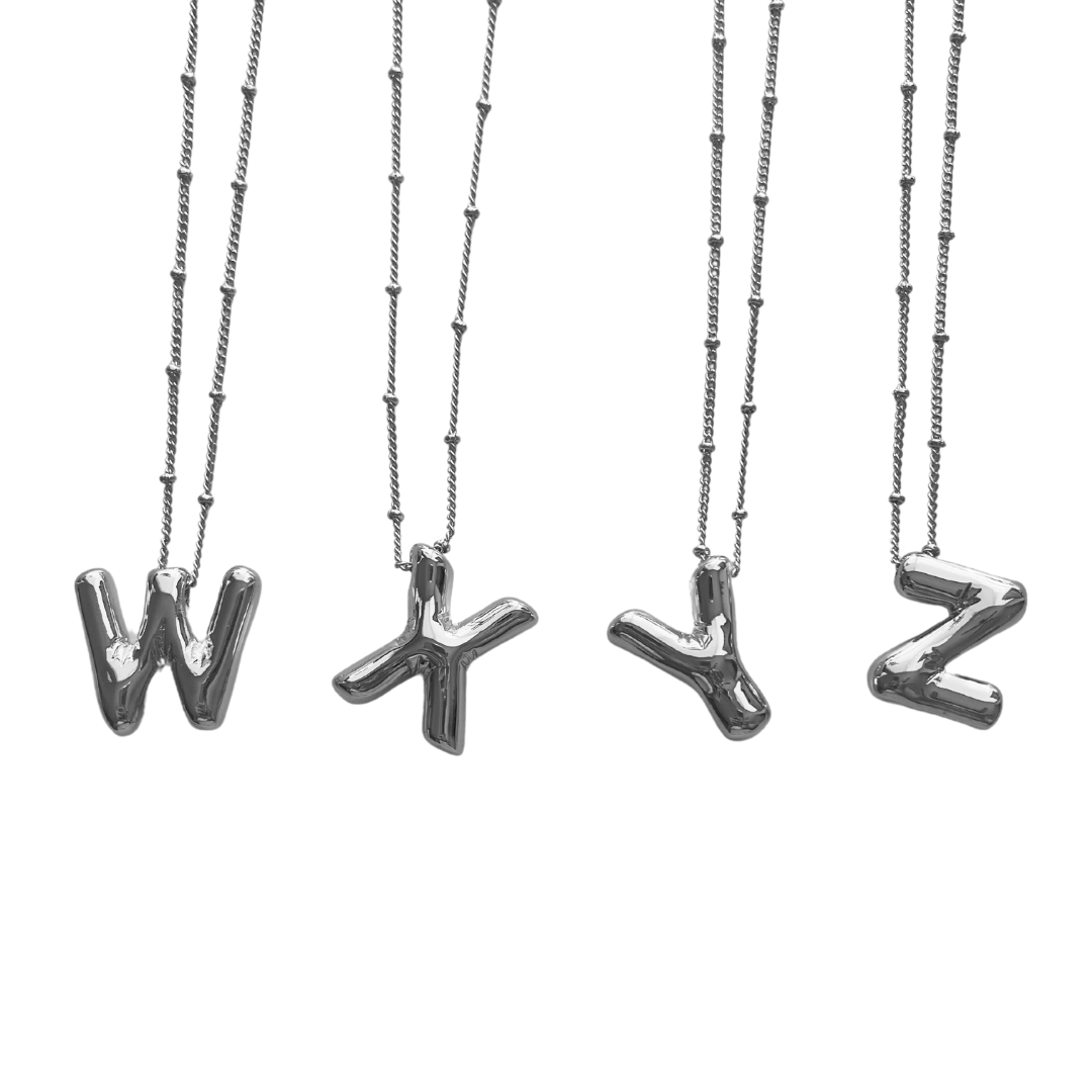 Silver Balloon Initial Necklace