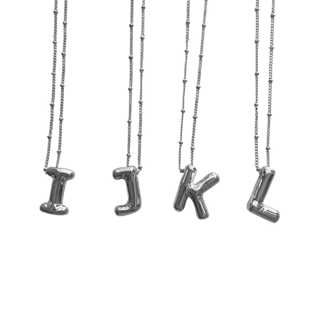 Silver Balloon Initial Necklace
