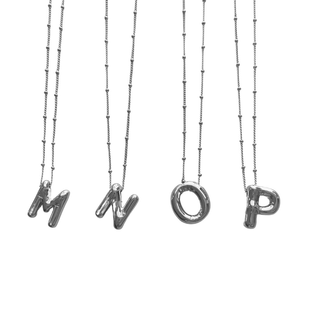 Silver Balloon Initial Necklace