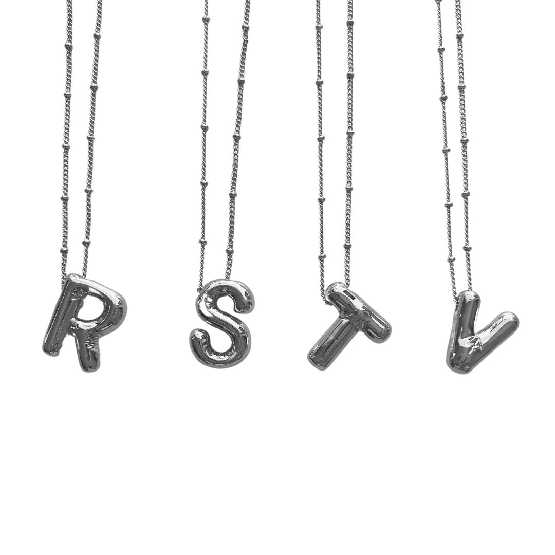 Silver Balloon Initial Necklace
