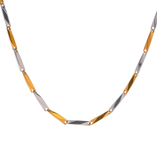 Two Tone Bar Chain Necklace