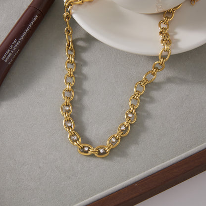 Zirconias Oval Chunky Chain Necklace