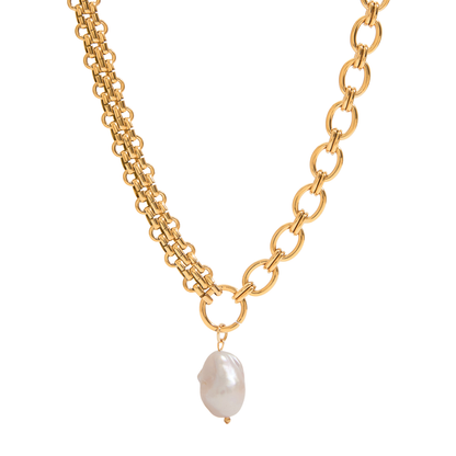 Chunky Pearl Pendant Two Style Chain Necklace