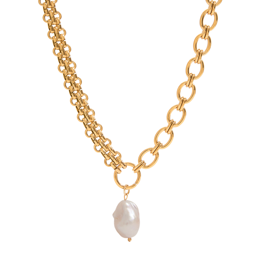 Chunky Pearl Pendant Two Style Chain Necklace