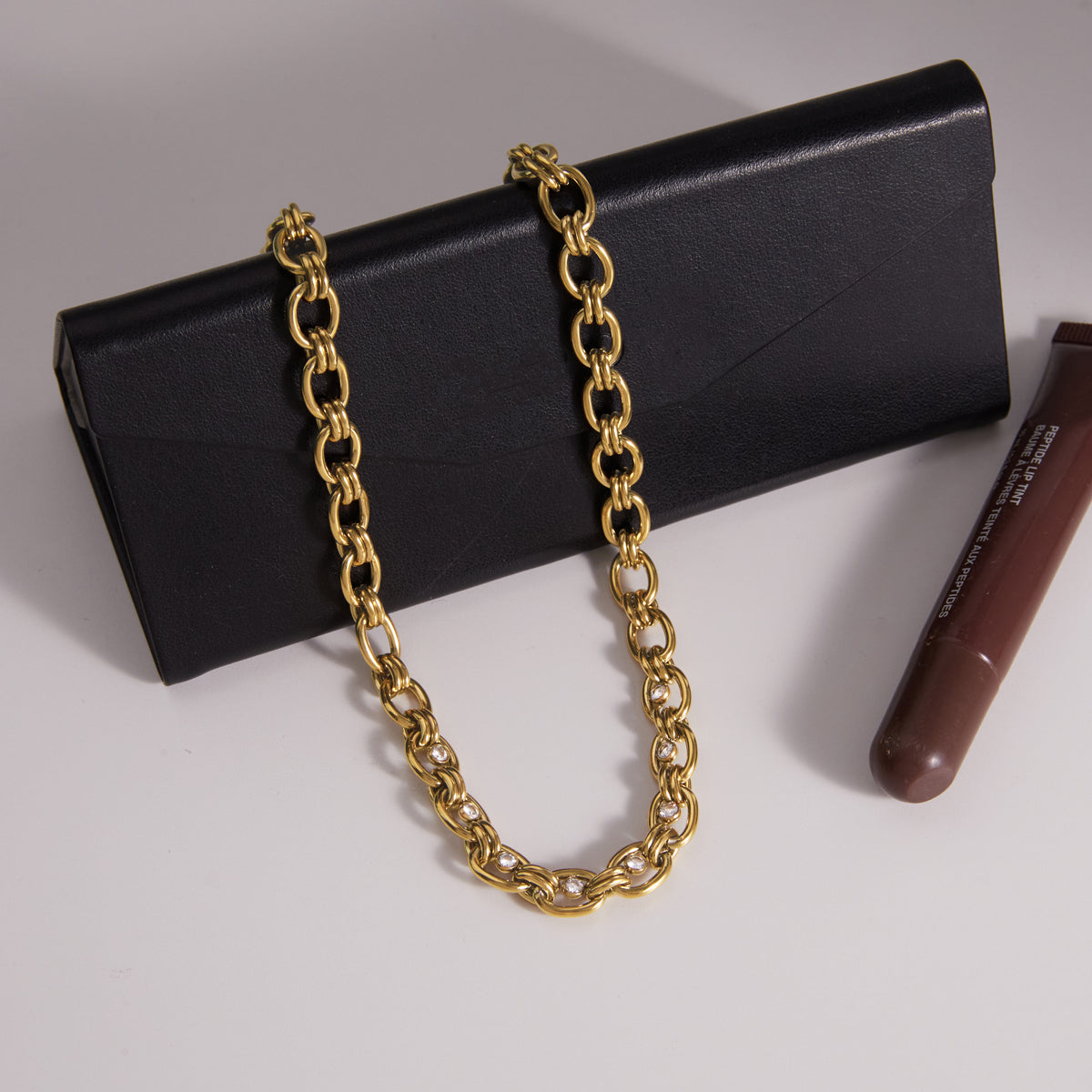 Zirconias Oval Chunky Chain Necklace