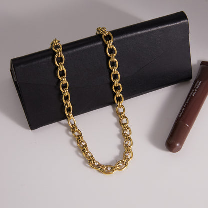 Zirconias Oval Chunky Chain Necklace