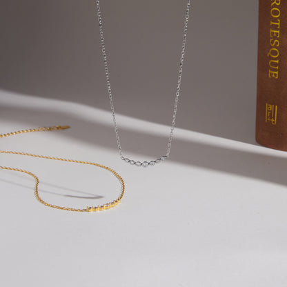 Silver Mini Round Zirconias Necklace
