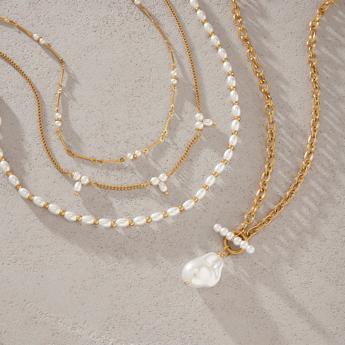 Pearl Toggle Long Chain Necklace