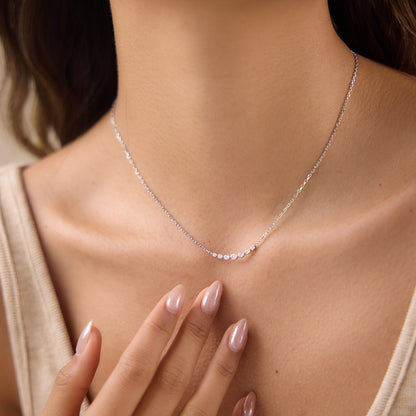 Silver Mini Round Zirconias Necklace