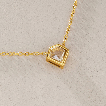 Diamond Shape Zirconia Gold Pendant Necklace