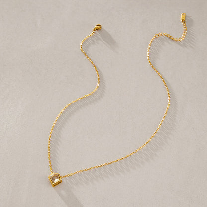 Diamond Shape Zirconia Gold Pendant Necklace