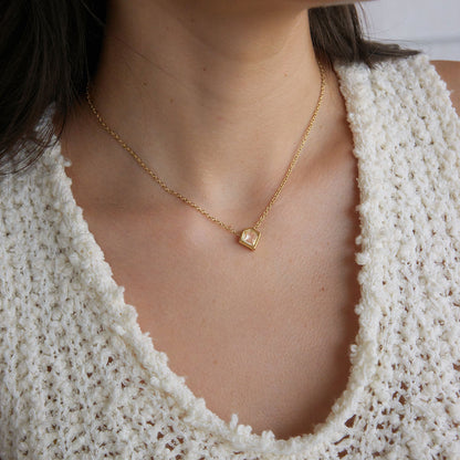 Diamond Shape Zirconia Gold Pendant Necklace
