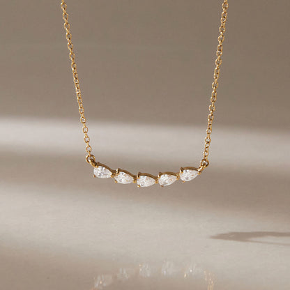 Drop Zirconias Pendant Gold Necklace