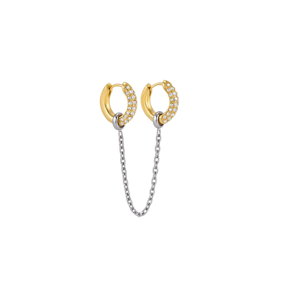 Two Tone Double Huggie Hoop Earring