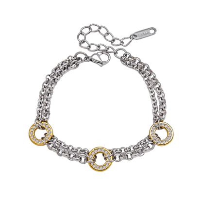 Two Tone Zirconias Circles Bracelet