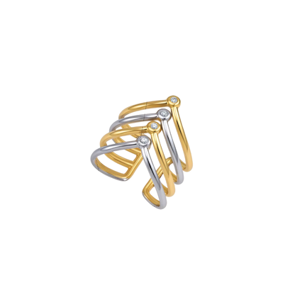Two Tone Zirconias V Layered Ring