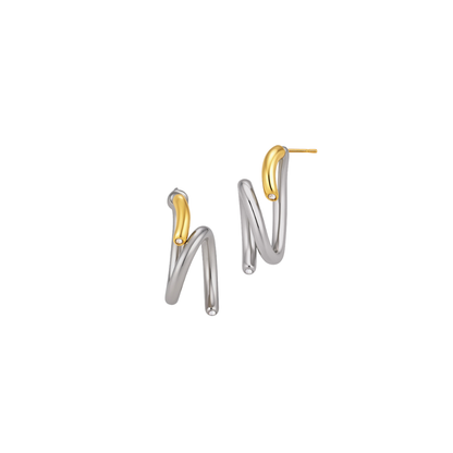 Two Tone Irregular Linear Stud Earrings