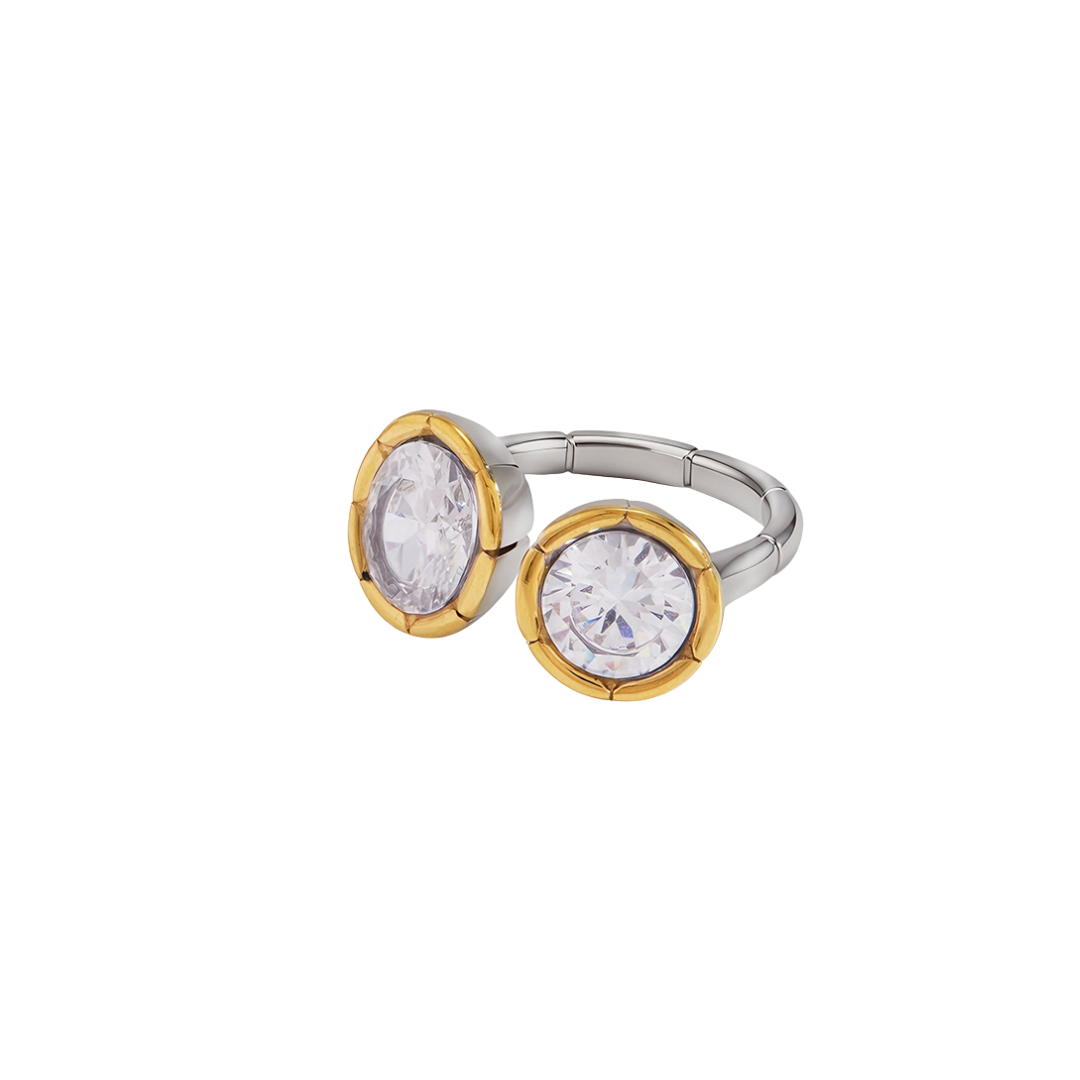 Two Tone Zirconia Open Ring