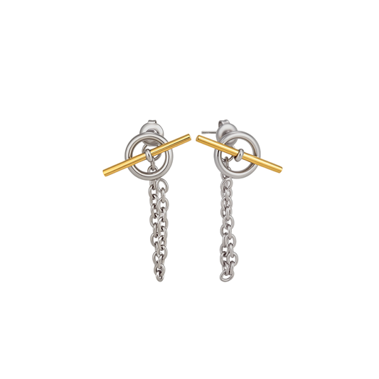 Two Tone Toggle Stud Earrings