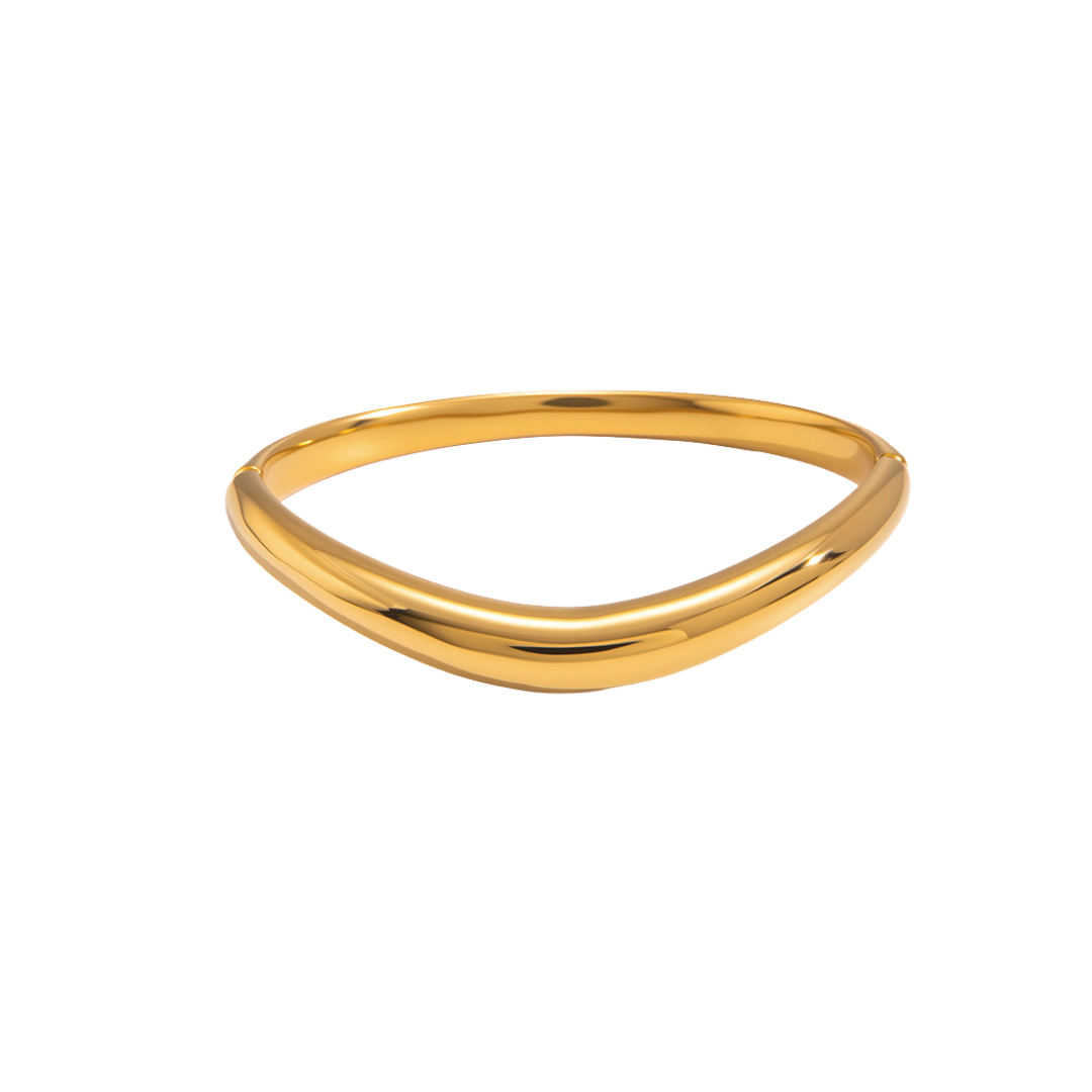 Gold Wavy Bangle Bracelet