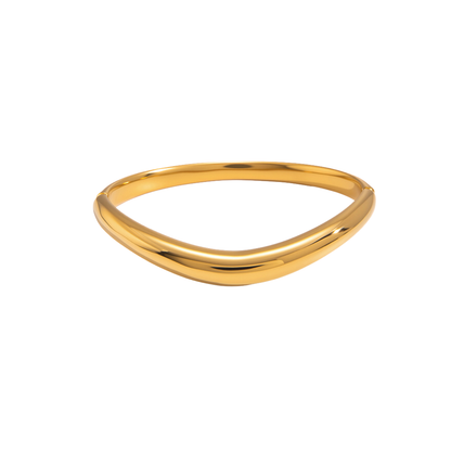 Gold Wavy Bangle Bracelet