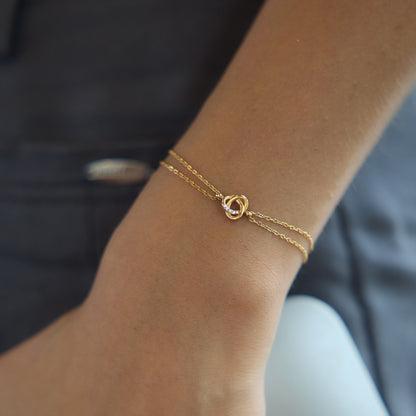 Zirconias Knot Double Chain Bracelet