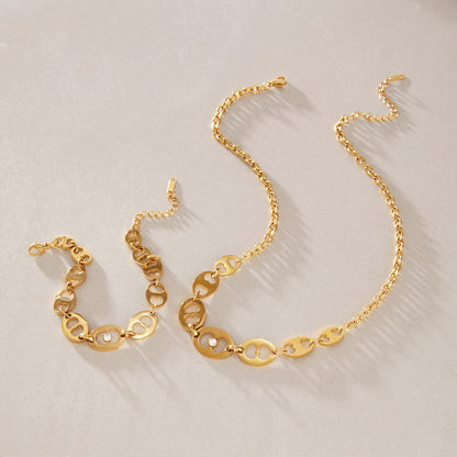 Zirconia Heart Pig Gold Chain Bracelet