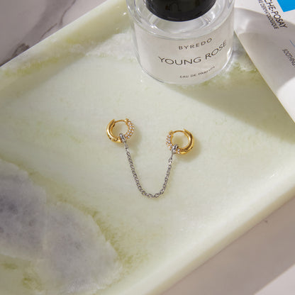 Two Tone Double Huggie Hoop Earring