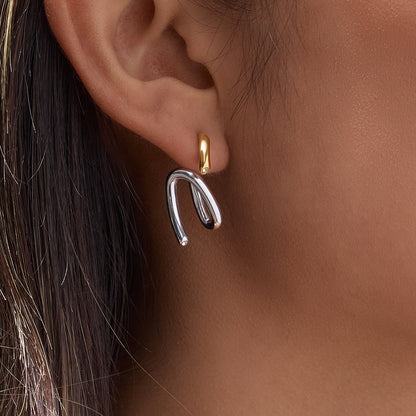 Two Tone Irregular Linear Stud Earrings