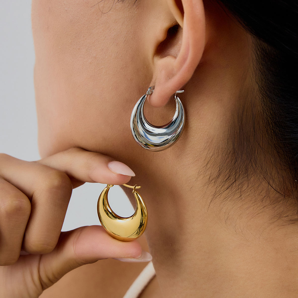 Silver Classic Style Hoop Earrings