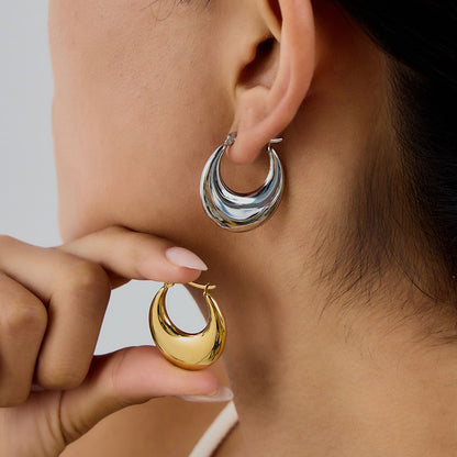 Silver Classic Style Hoop Earrings