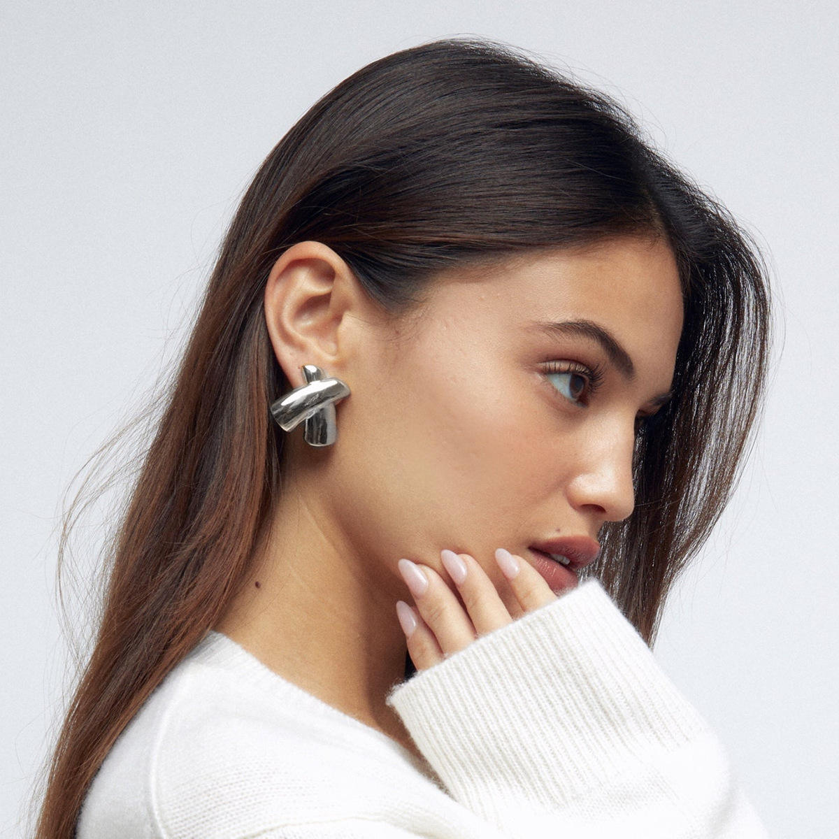 Silver X Chunky Stud Earrings