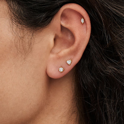 Zirconias Piercing Mini Stud Gold Earring Set