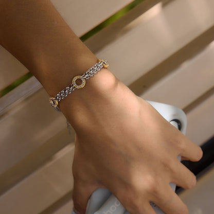 Two Tone Zirconias Circles Bracelet