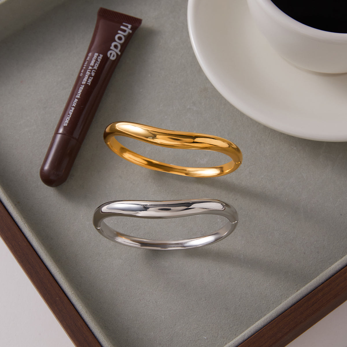Gold Wavy Bangle Bracelet