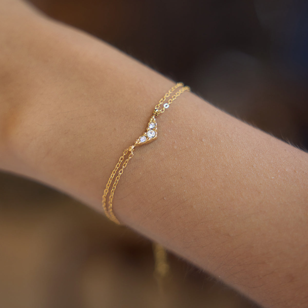 Zirconias Trio Double Chain Bracelet