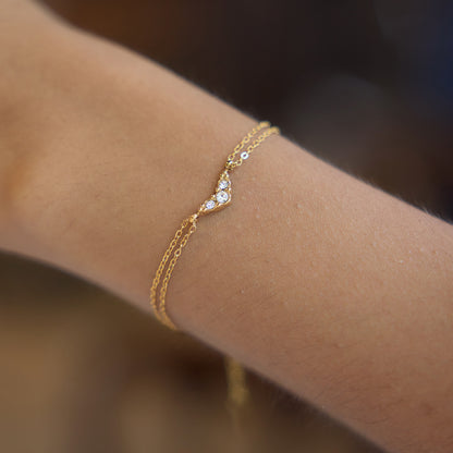 Zirconias Trio Double Chain Bracelet