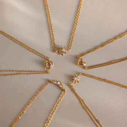 Zirconia Sun Double Chain Bracelet