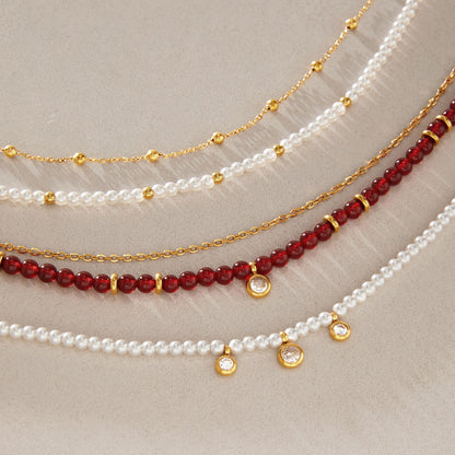 Red Beads Double Necklace