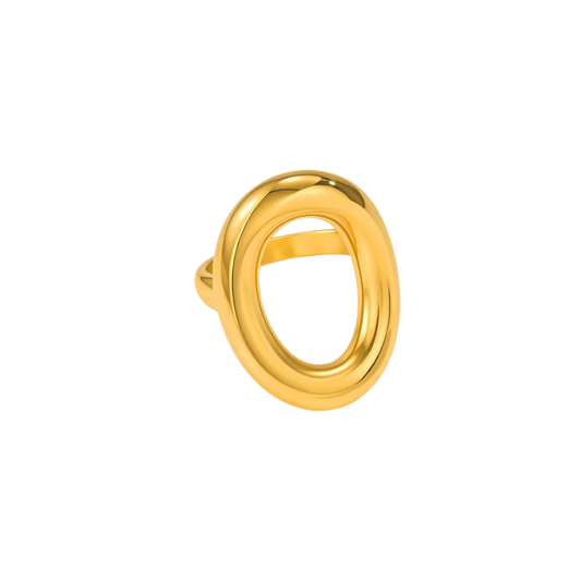 Gold Hollow Oval Statement Ring