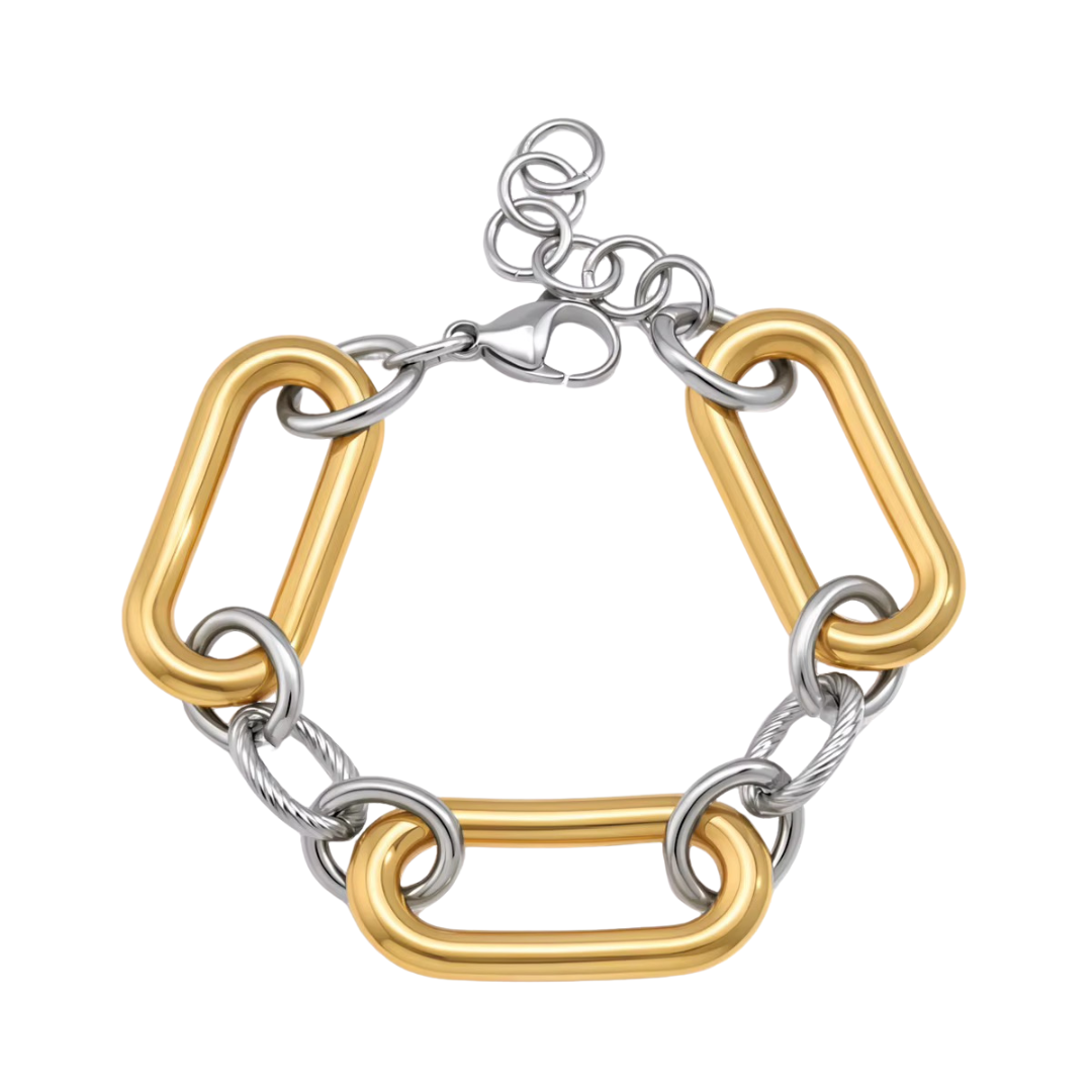 Two Tone Chunky Link Chain Bracelet