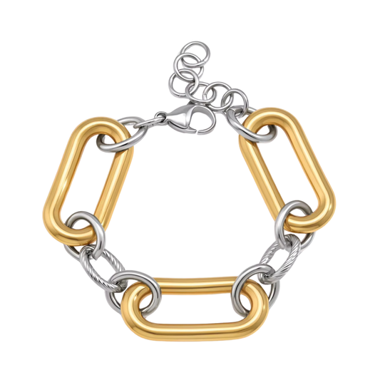 Two Tone Chunky Link Chain Bracelet