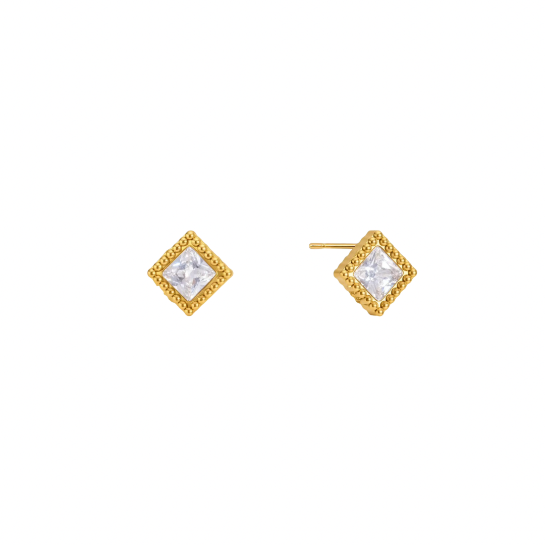 Square Zirconia Stud Earrings