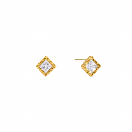 Square Zirconia Stud Earrings