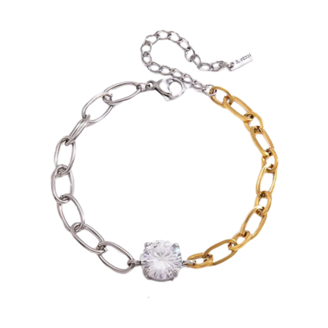 Two Tone Circle Zirconia Bracelet