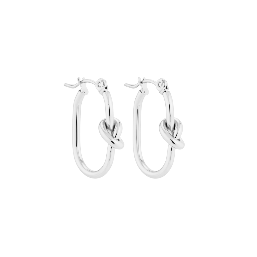 Silver Knot Oval Hoop Earrings