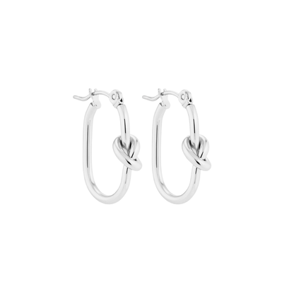 Silver Knot Oval Hoop Earrings