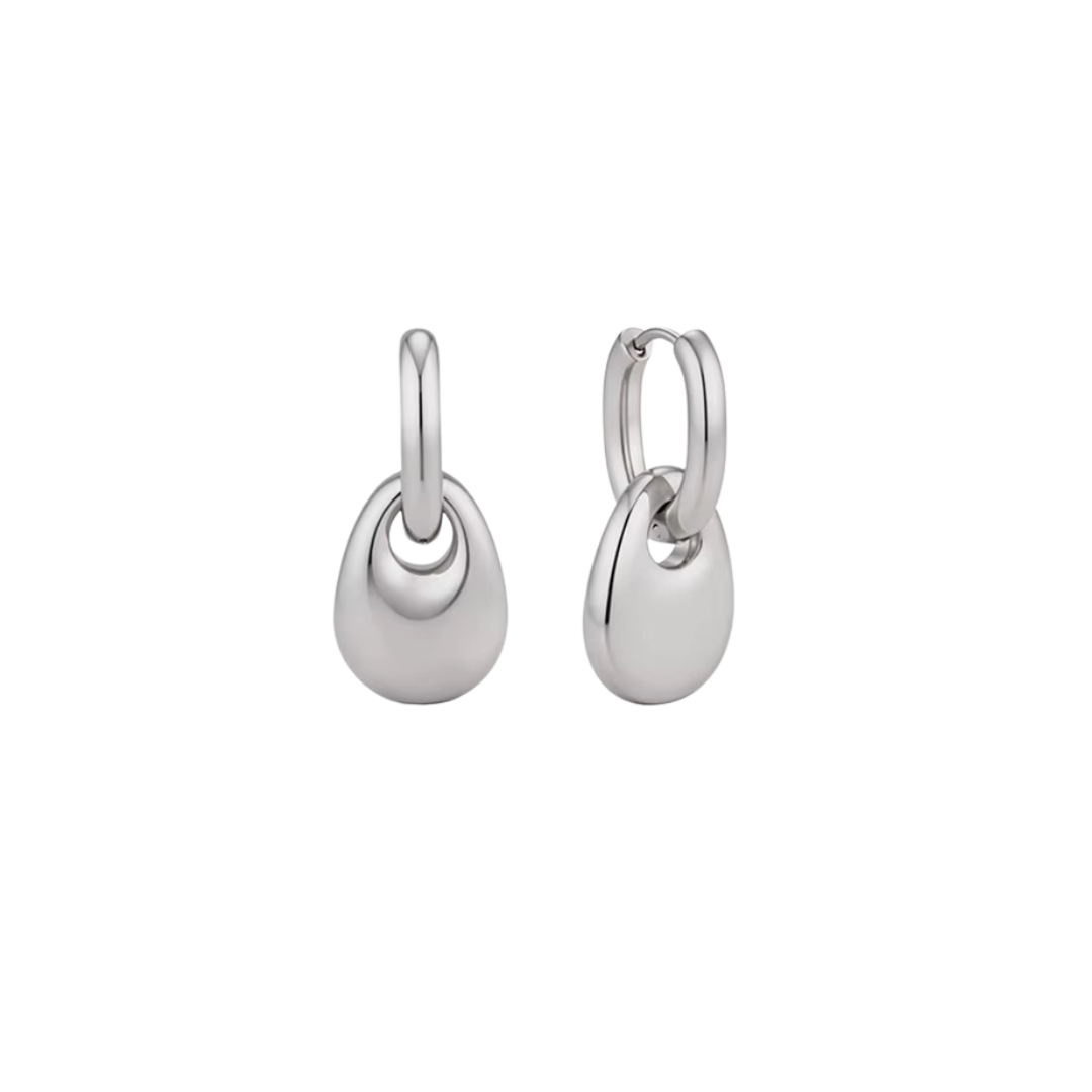 Silver Drop Pendant Small Hoop Earrings